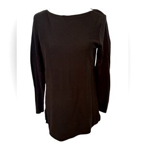 J. JILL Black Knit Tunic Sweater Wide Neck Size Small